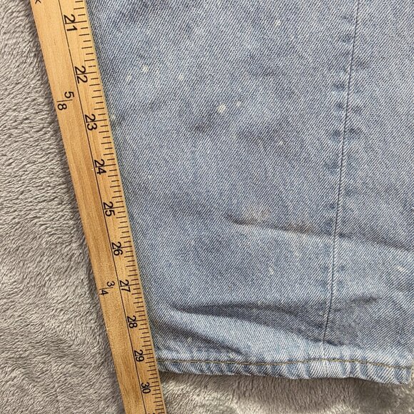 Levis 501 Jeans Mens 33x34 Light Wash Blue Button Fly Straight Leg Paint Stains - Picture 11 of 13